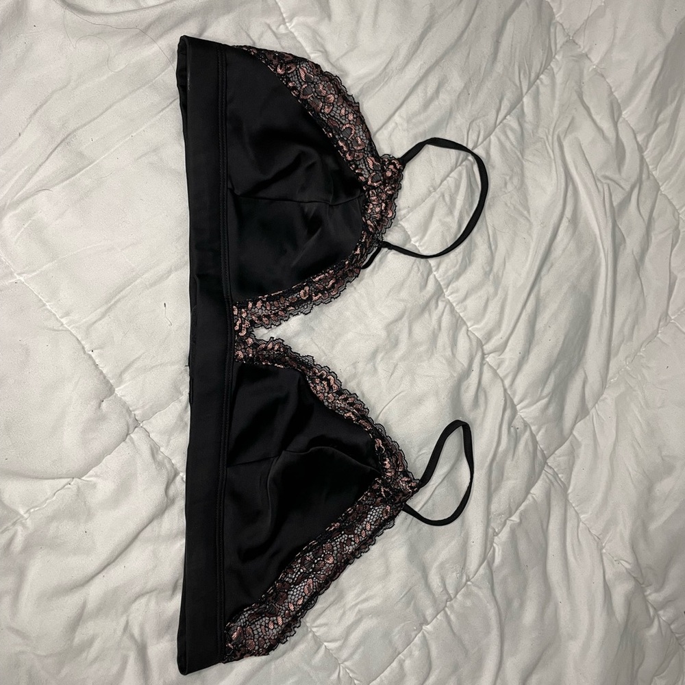 Black Satin and Lace Bralette